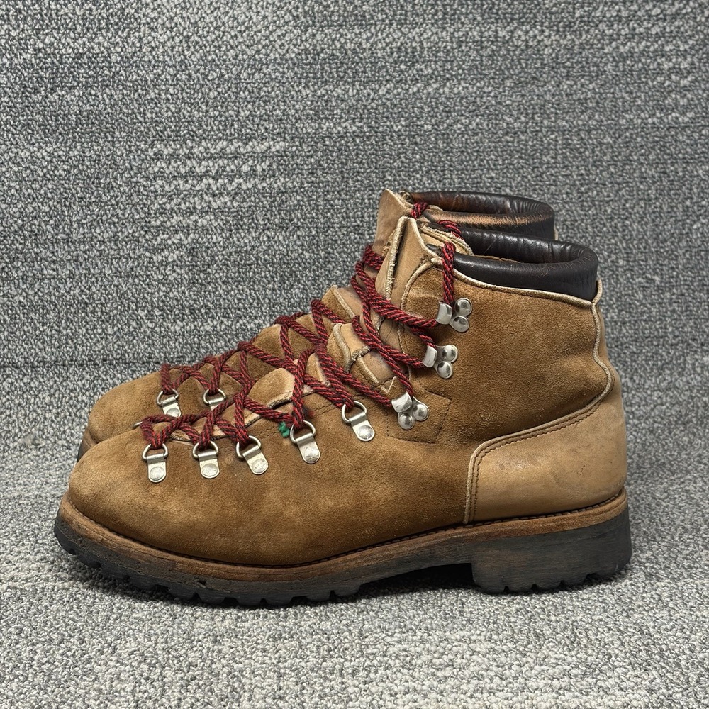 Vintage Dexter Mountaineering Boots 10.5 M Brown Suede Leather Hiking Vibram USA